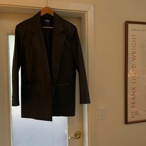 Zara Faux Leather Blazer